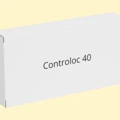 Białe pudełko z napisem Controloc 40 na jasnym, żółtym tle.