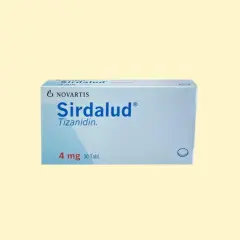 Opakowanie leku Sirdalud 4 mg z tizanidyną, stosowanego na skurcze mięśni.