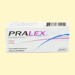 Pudełko leku PRALEX z escitalopramem 10 mg, 28 tabletek. Emanera spokoju i nadziei.
