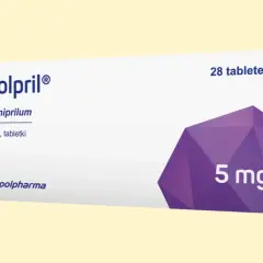 Opakowanie leku Polpril 5 mg, zawierające 28 tabletek Ramiprilum.
