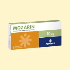 Opakowanie leku Mozarin 10 mg, zawierające 28 tabletek powlekanych.