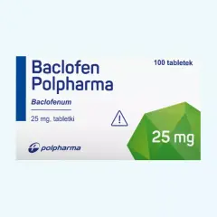 Opakowanie leku Baclofen Polpharma 25 mg, 100 tabletek.