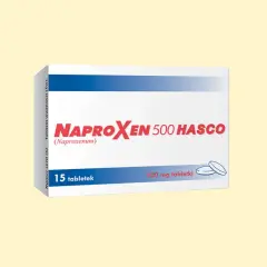 Opakowanie leku Naproxen Hasco 500 mg, zawierające 15 tabletek.