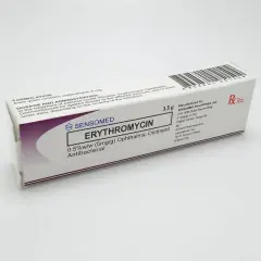 Opakowanie maści do oczu z azytromycyną. Preparat Sensomed Erythromycin 0.5%w/w, 3.5g, antybakteryjny.