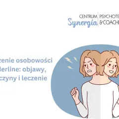 Ilustracja przedstawiająca dwie twarze tej samej osoby, jedną smutną, drugą uśmiechniętą, symbolizujące zaburzenie osobowości borderline.