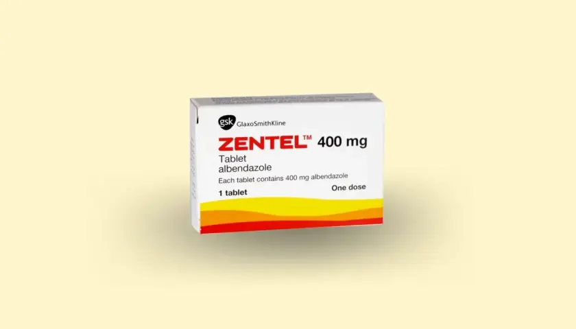 Opakowanie leku Zentel 400 mg z albedazolem.