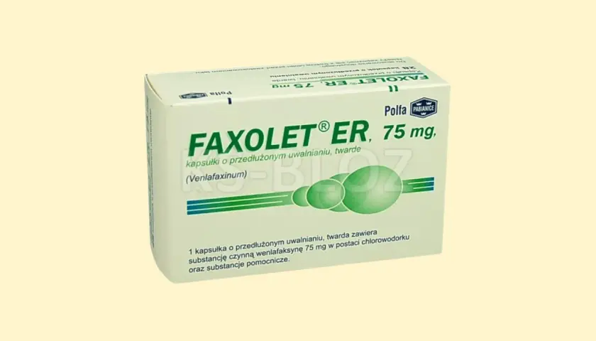Opakowanie leku Faxolet ER 75 mg, kapsułki o przedłużonym uwalnianiu.