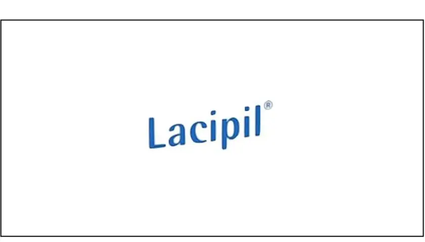 Niebieski napis "Lacipil" z zarejestrowanym znakiem towarowym.