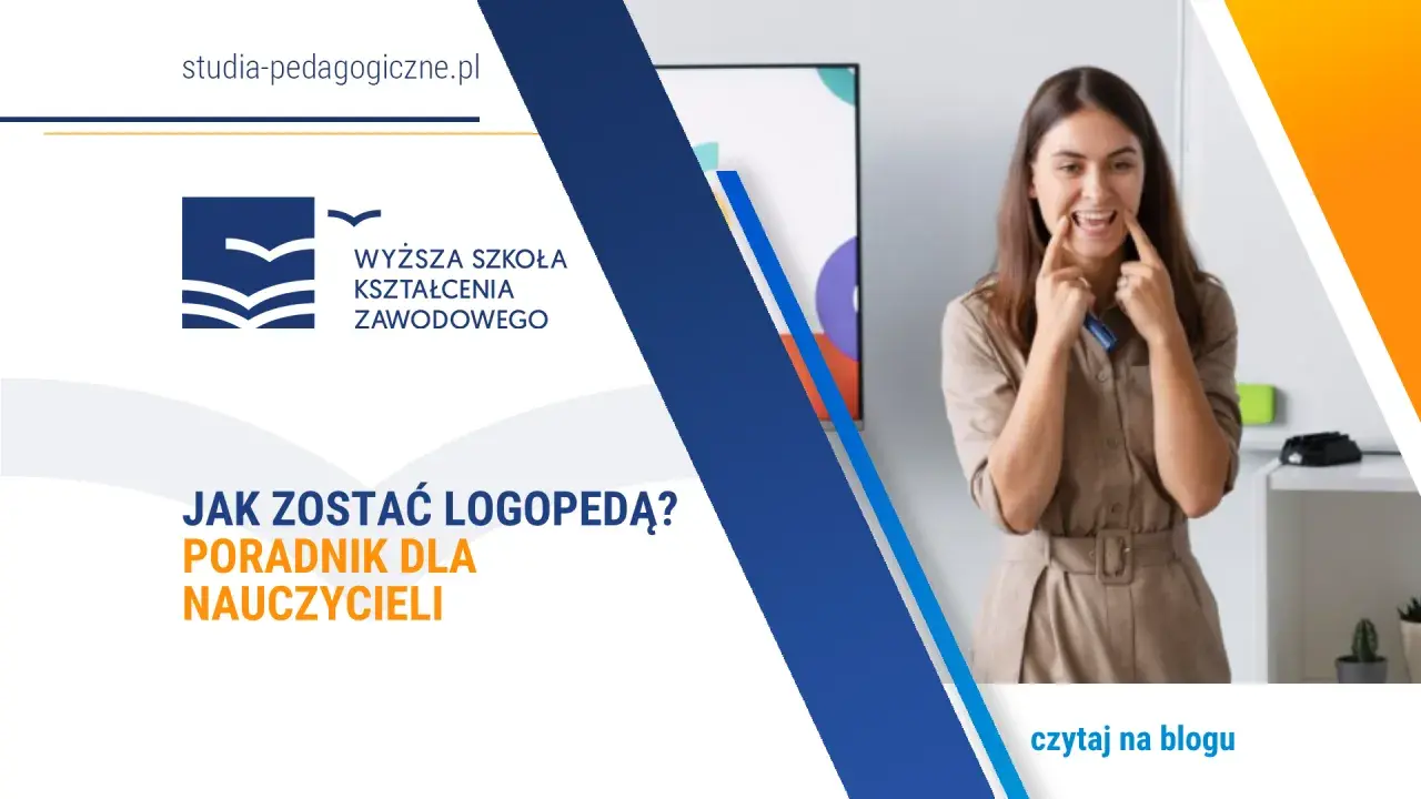 Kobieta pokazuje ćwiczenia artykulacyjne, trzymając marker.