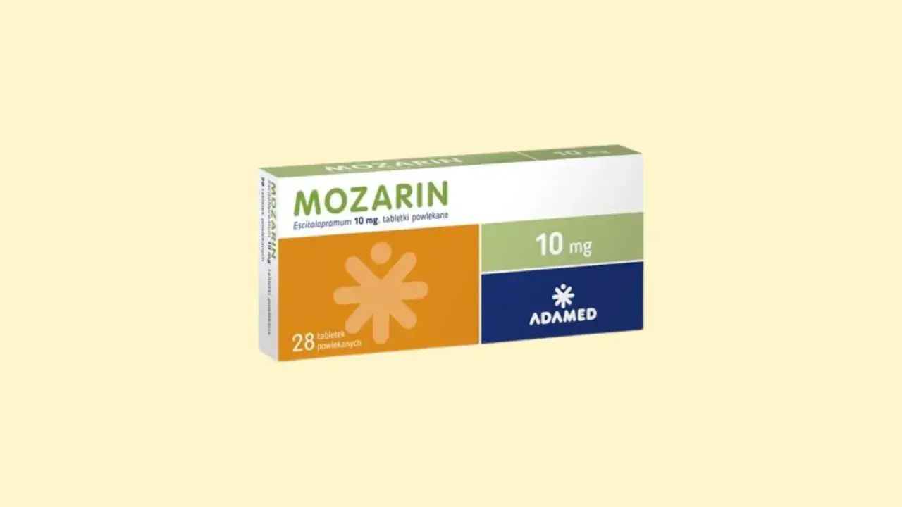 Opakowanie leku Mozarin 10 mg, zawierające 28 tabletek powlekanych.