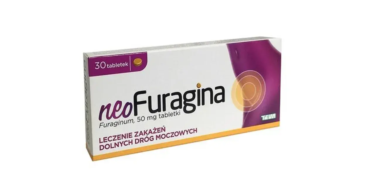 Opakowanie leku neoFuragina MAX 30 tabletek, stosowanego w leczeniu zakażeń dolnych dróg moczowych.