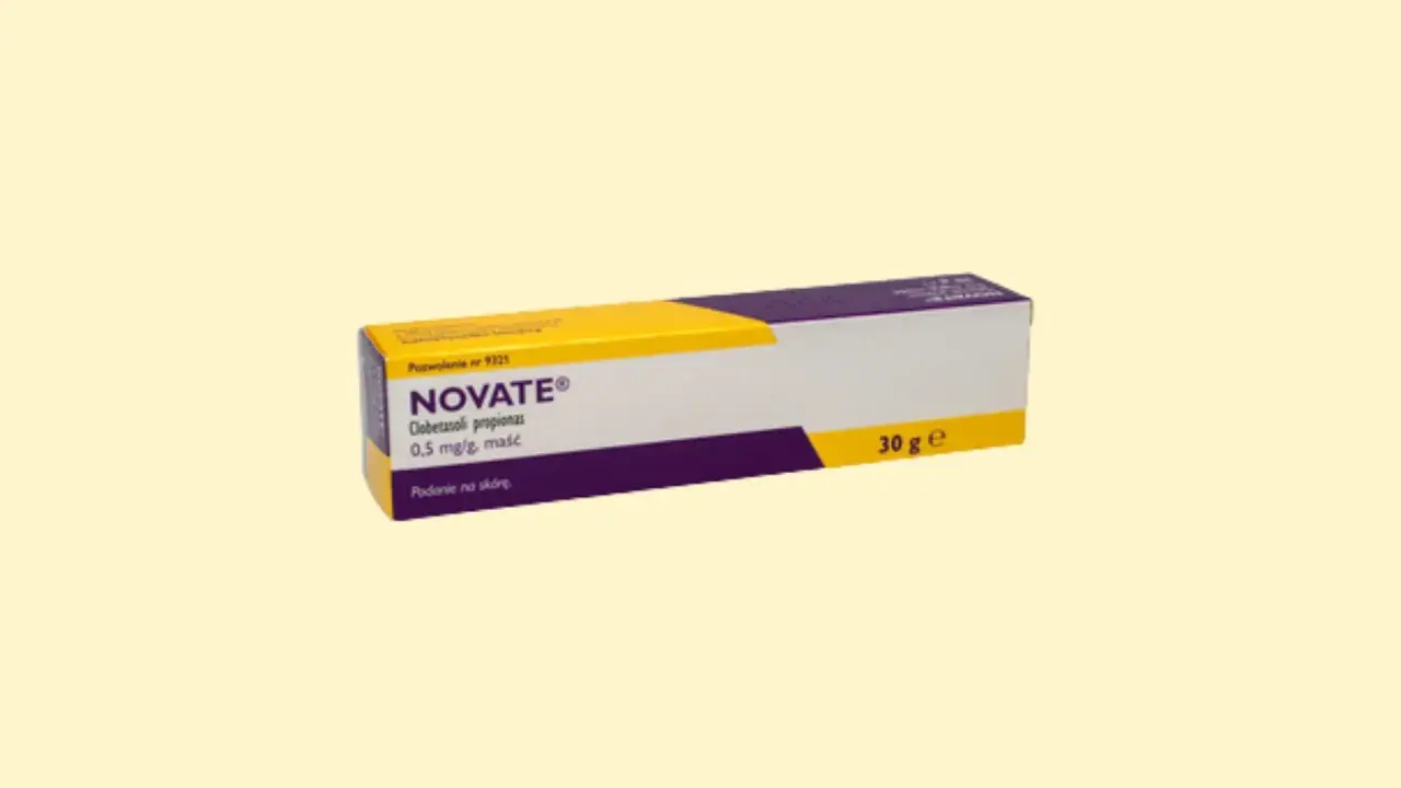 Opakowanie maści NOVATE® z propionianem klobetazolu, 0.5 mg/g, 30 g. Do stosowania na skórę.
